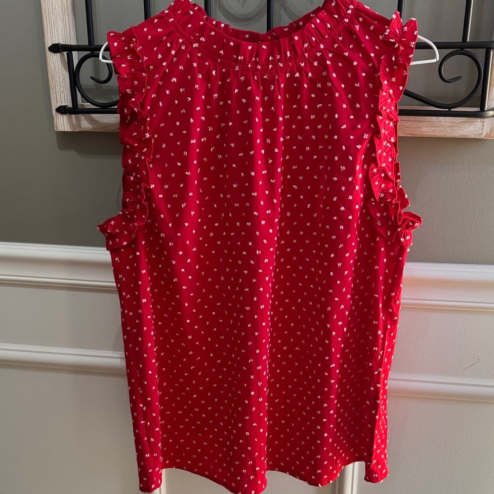 JODIFL Red Sleeveless Ruffle Top large